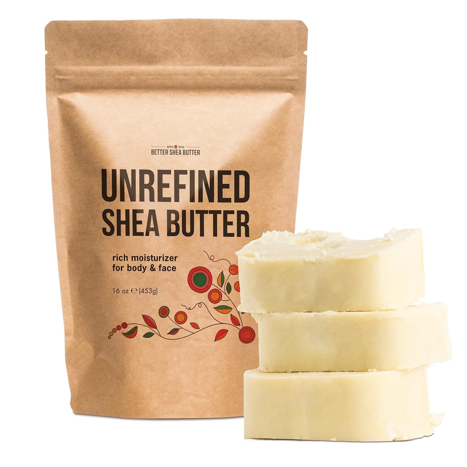 100% Pure Unrefined African Shea Butter - Premium Moisturizer for Hair and Body | Ideal for Extremely Dry Skin, DIY Lip Balm, Body Butter, Lotion, and Soap - 1Lb Bar