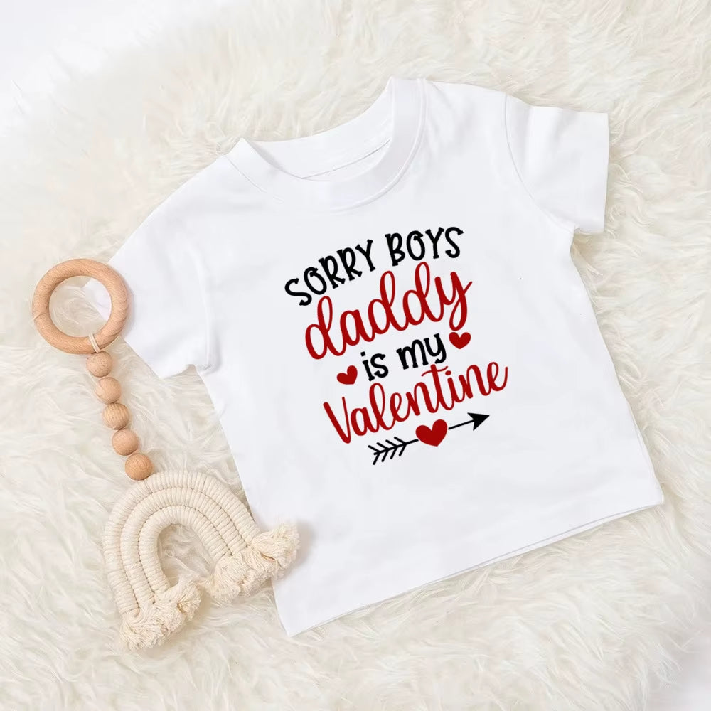 Mommy and Daddy'S Valentine Print Kids T Shirt Child Clothes Tops Boys Girls Shirt Valentine'S Day Party Present Casual Outfit