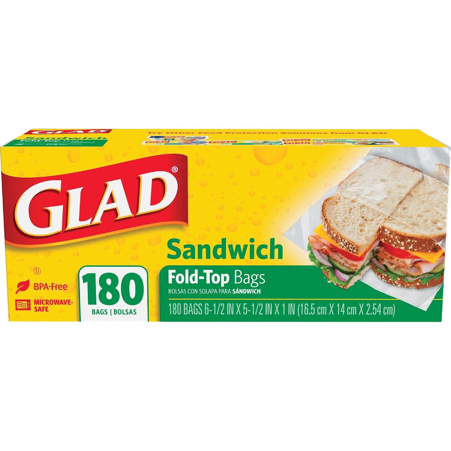 Fold Top Sandwich Bags, Plastic Bags 180-Count
