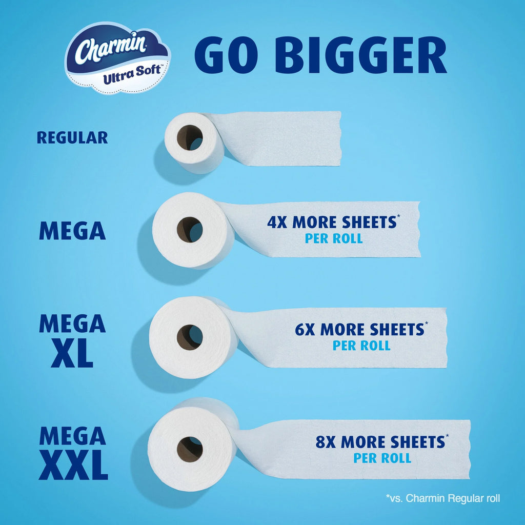 Ultra Soft Toilet Paper 24 Mega XL Rolls, 336 Sheets per Roll