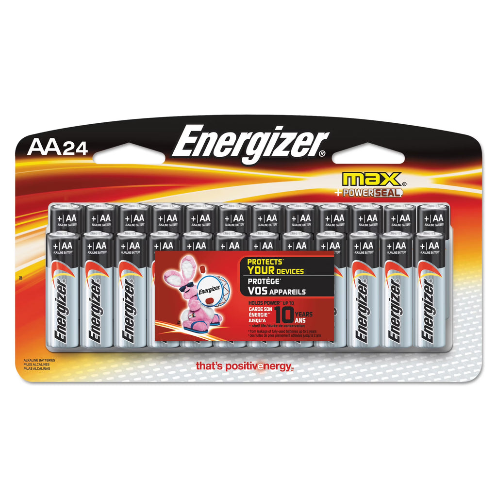 MAX Alkaline Batteries, AA, 24 Batteries/Pack -EVEE91SBP24H
