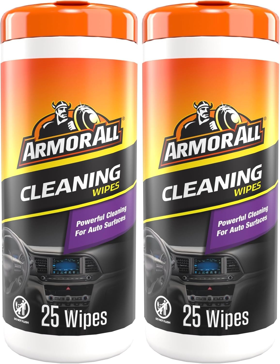 Interior Cleaner Wipes - Car, Truck & Motorcycle, 25 Count (Pack of 2)