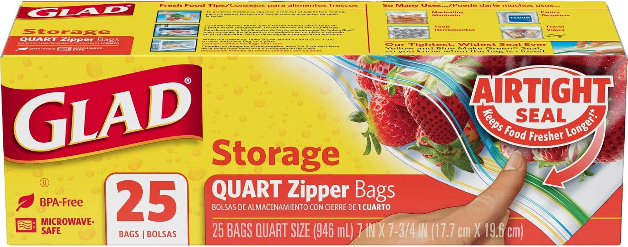 Zipper Food Storage Plastic Bags - Quart - 25 Count
