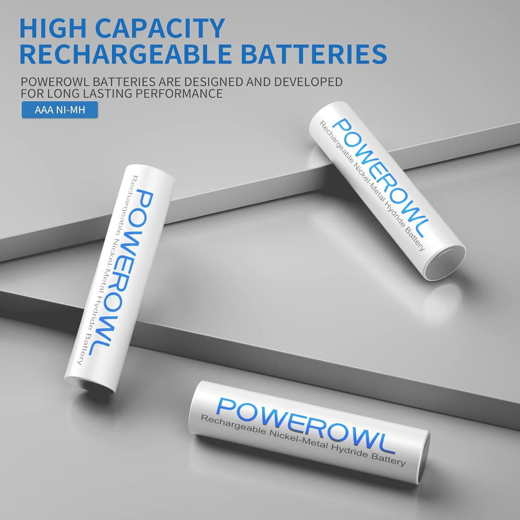 POWEROWL AAA Rechargeable Batteries, Rechargeable AAA Batteries 1000Mah High.