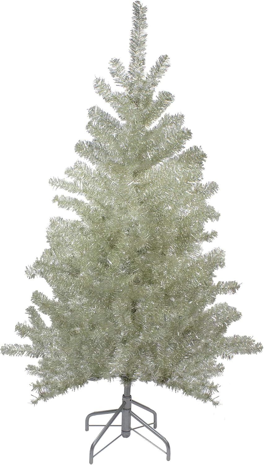 4.5' Metallic Sheer Champagne Artificial Tinsel Christmas Tree - Unlit
