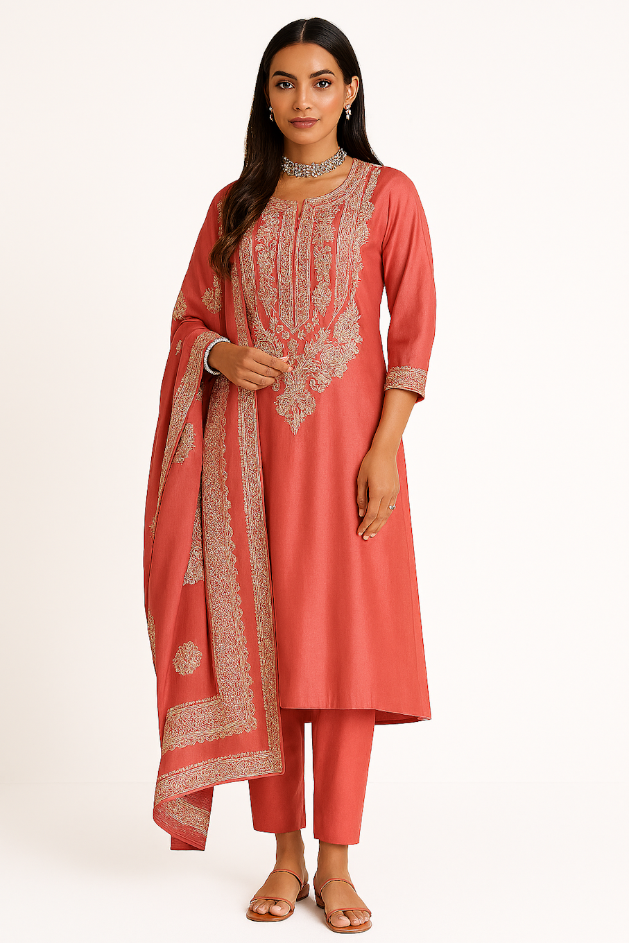 Ethinic Women  Kurta Set-Orange (Size-3XL) |D120