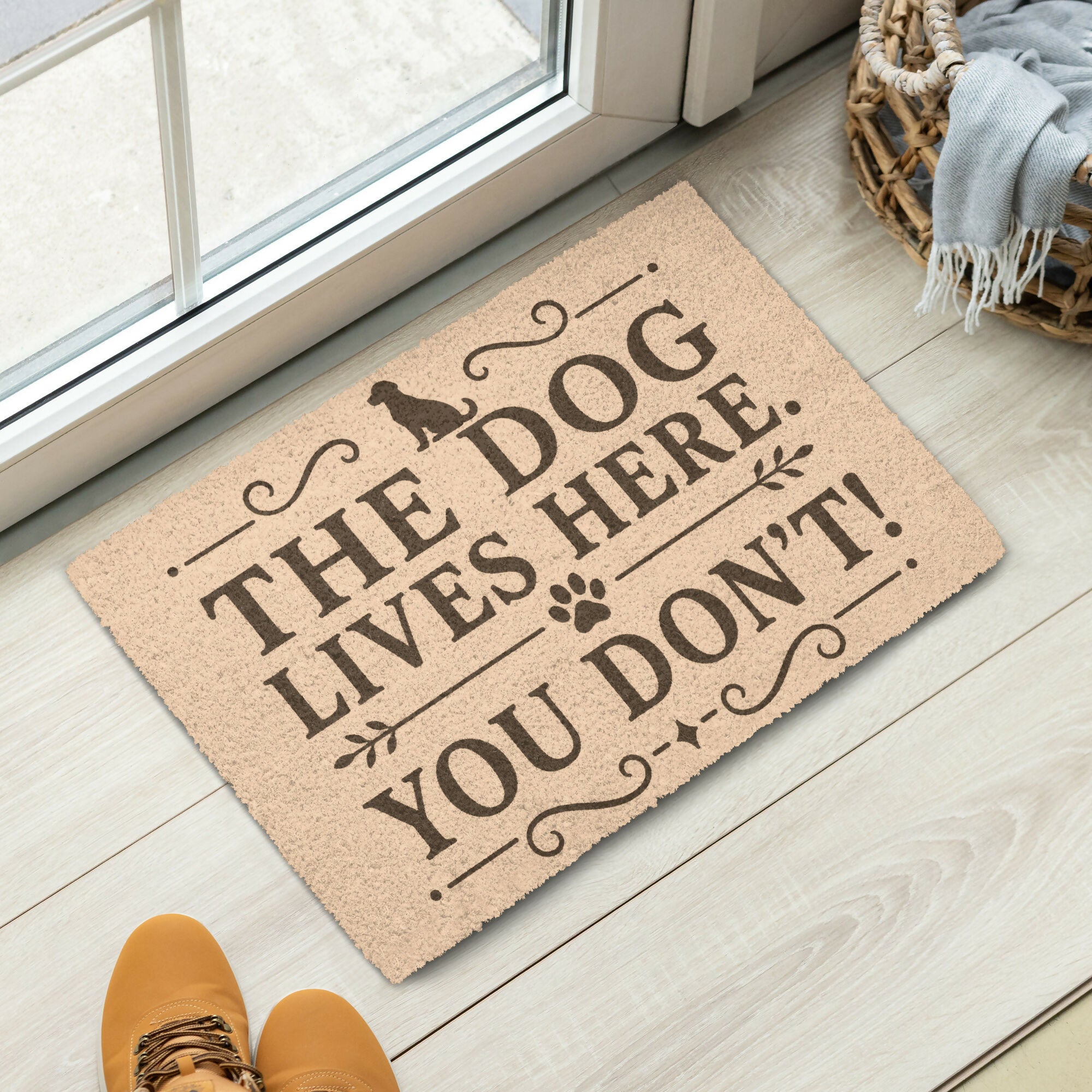 The Dog Lives Here Mat